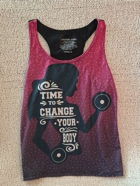Universal Sport Pink Ombre Fitness Tank - "Time to Change Your Body"